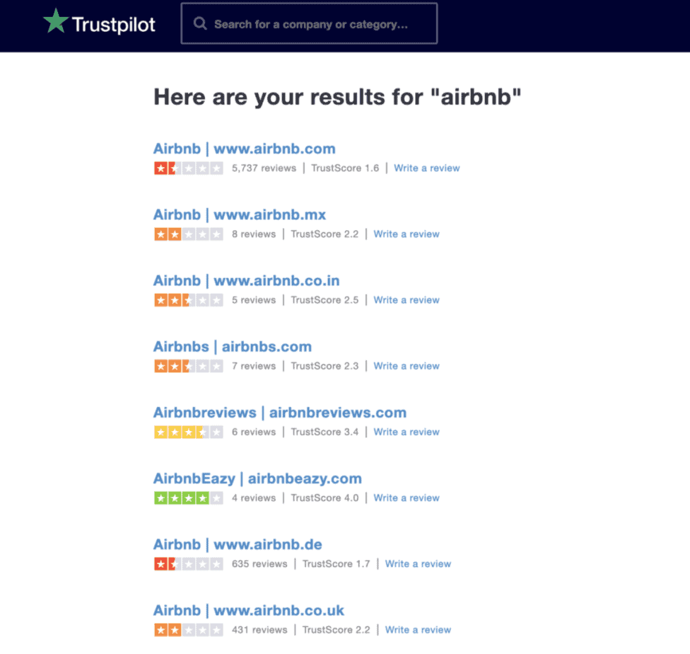 Airbnb on Trustpilot